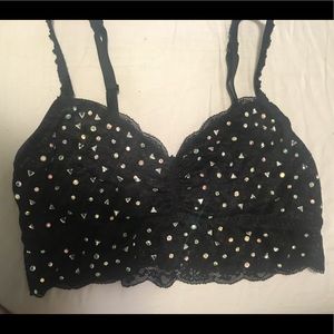 Stretchy black lace camisole